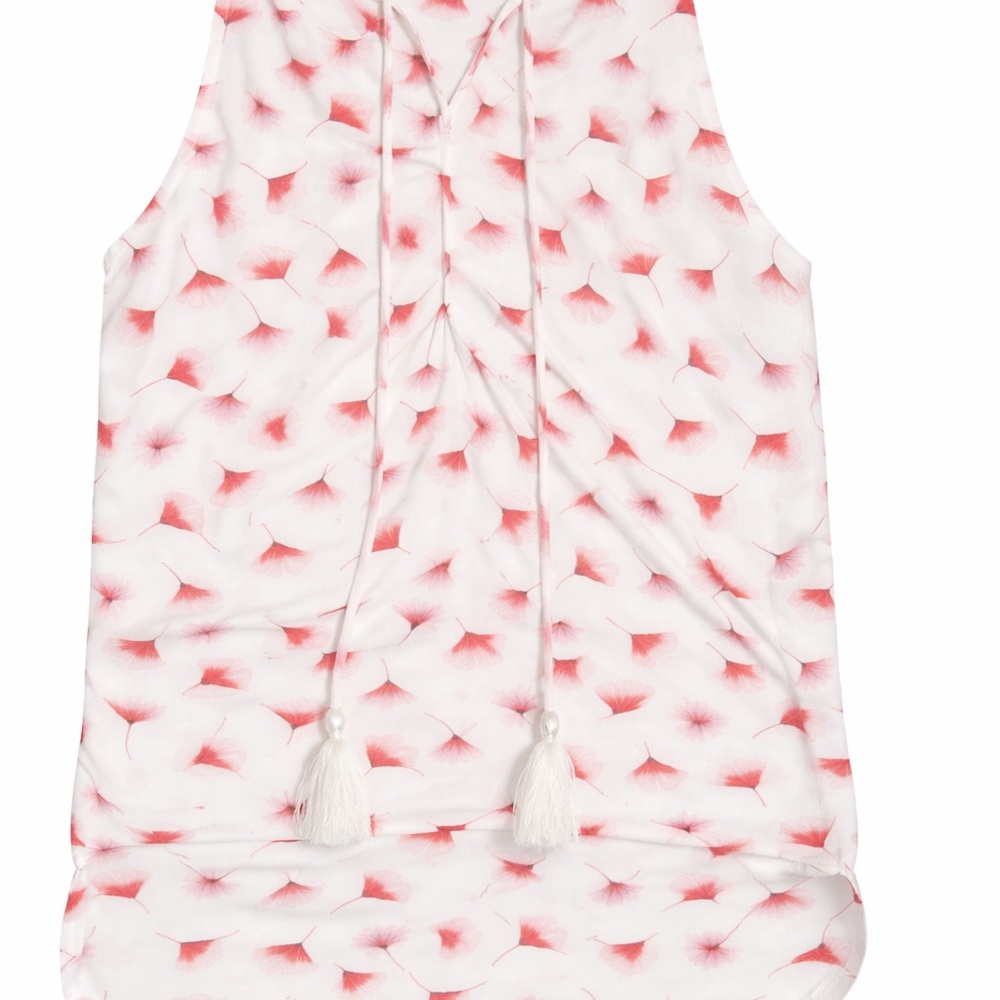 Floral Sleeveless Top - White and Pink